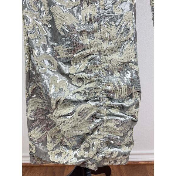 B57 Maje Sheath Mini Dress Womens Small Velvet Sequins  Red Carpet Glam Sparkly - Picture 6 of 9
